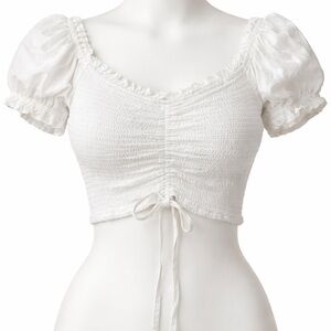 White Puff Sleeve Crop Top